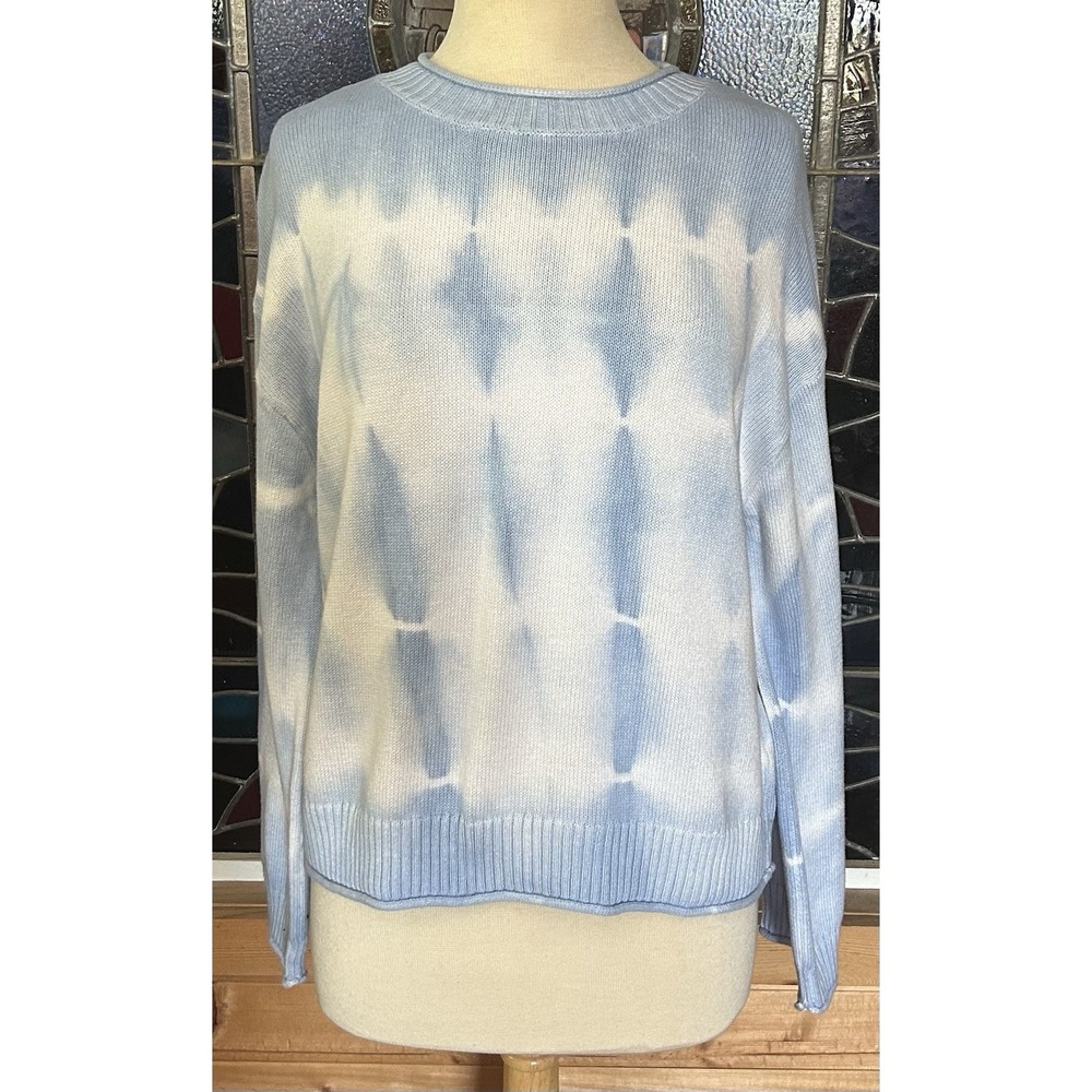 Elizabeth and James Cotton Blue Tie Dye Crew Neck Pullover Sweater Size Large